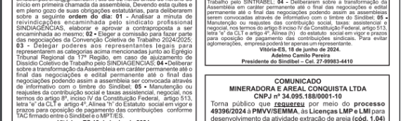 EDITAL DE CONVOCAÇÃO DE CAMPANHA SALARIAL LAVANDERIAS 2024/2025